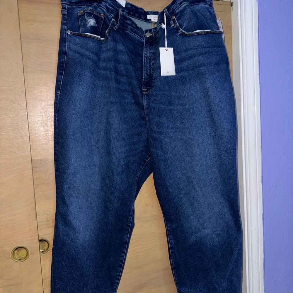 Good American Dark Blue Boyfriend Jeans